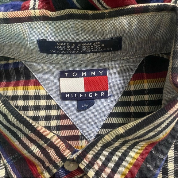 Tommy Hilfiger Blue Red Plaid Cotton Button Down Shirt - Picture 4 of 4